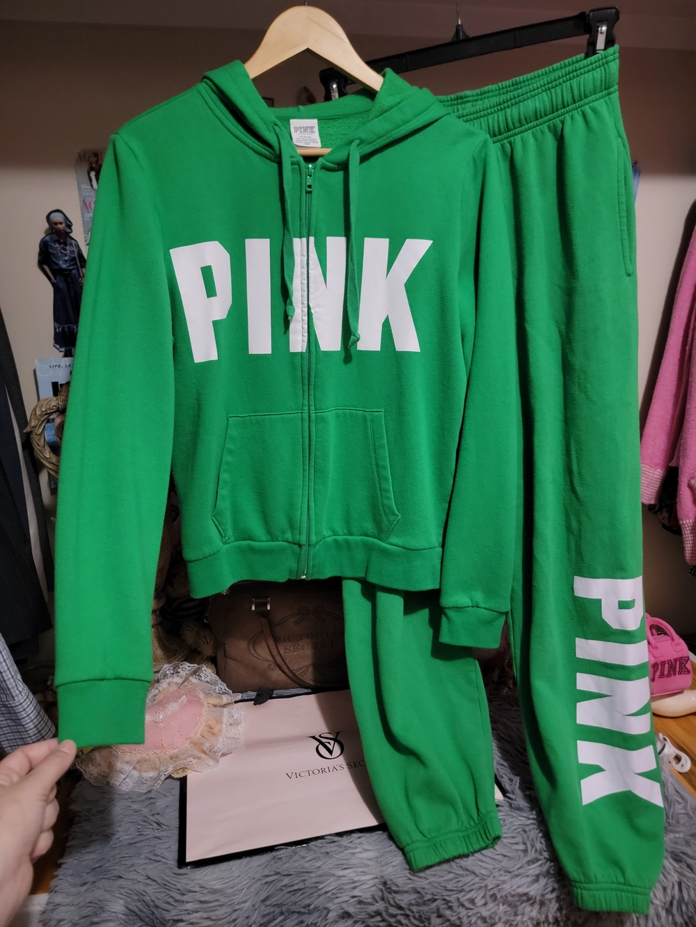 Victoria's Secret PINK Green Matching Jacket&Sweatpants Set